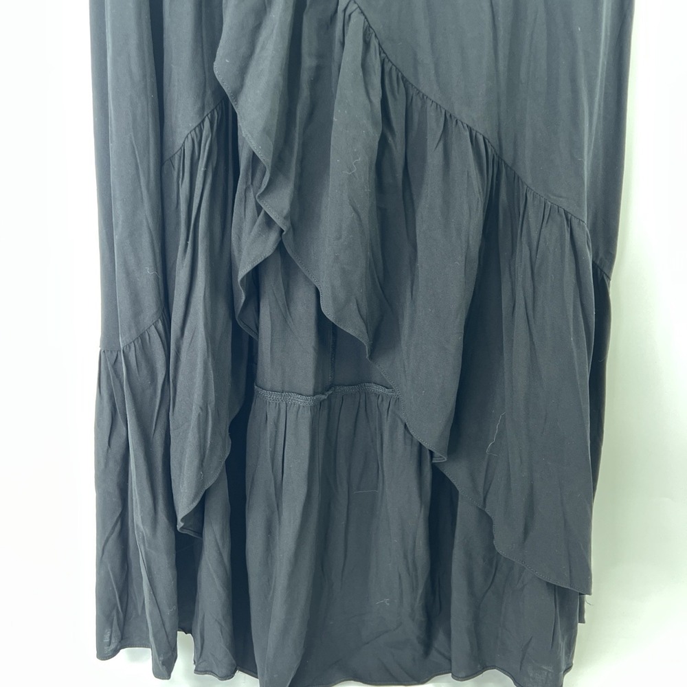 Halara Maxi Skirt Sz M Black High Waist Tiered Ruffle Hem Flowy Boho Resort - Picture 4 of 15